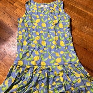 Brooke Wright Blue and Yellow Lemon Print Dress Women’s XS